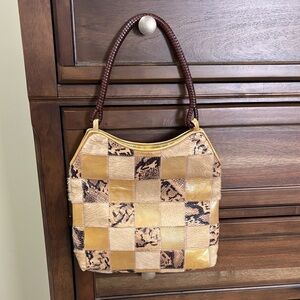 Vintage Checkered Tan and Brown Shoulder Bag